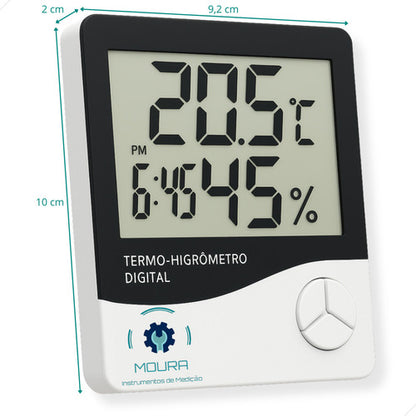 Termo-higrômetro Digital + Certificado Calibração Rastreável - Moura Instrumentos