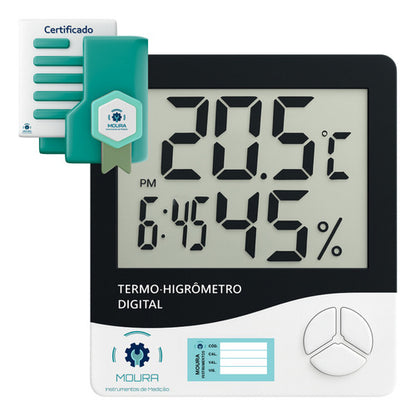 Termo-higrômetro Digital + Certificado Calibração Rastreável - Moura Instrumentos