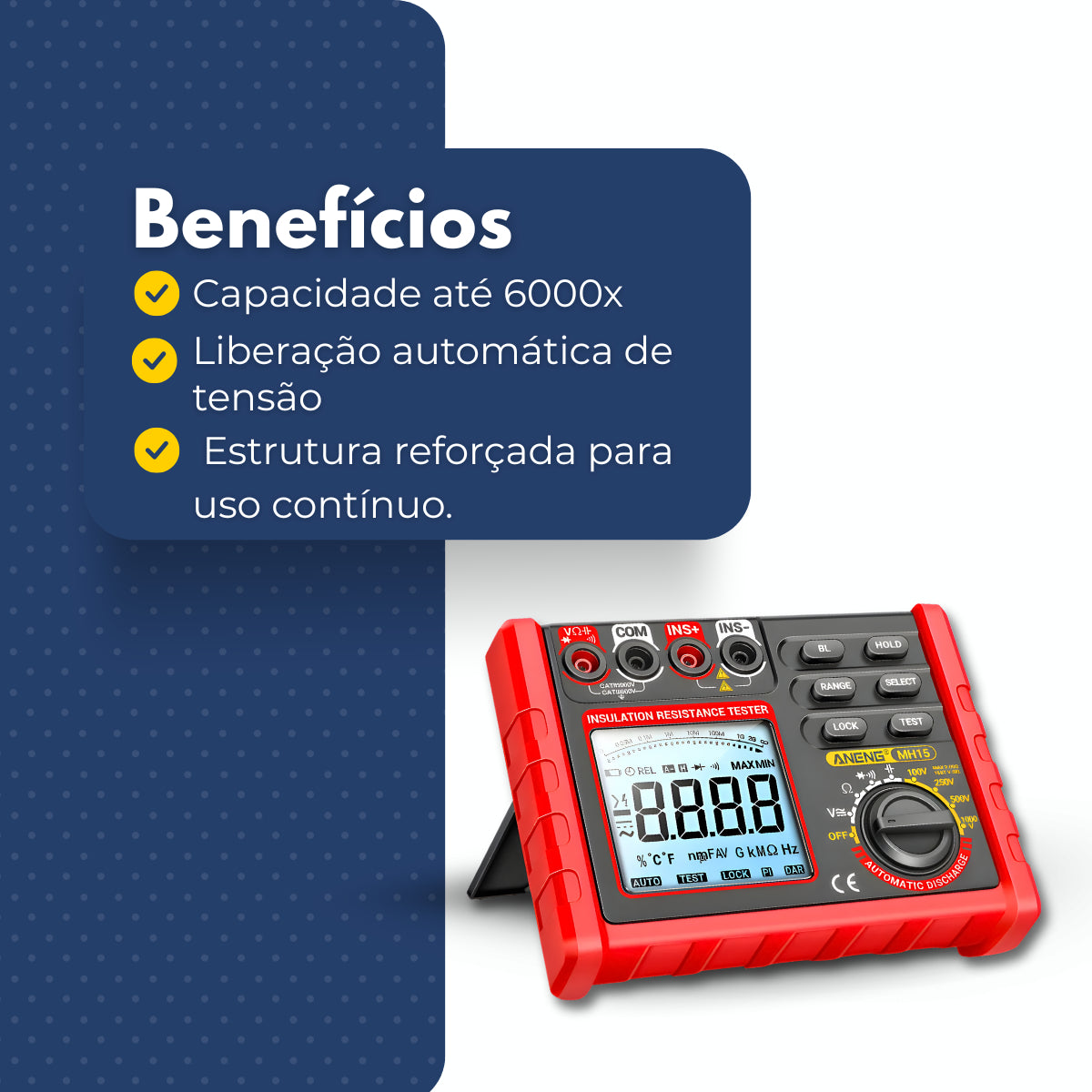 Megôhmetro Medidor Resistência Isolamento Digital Voltímetro