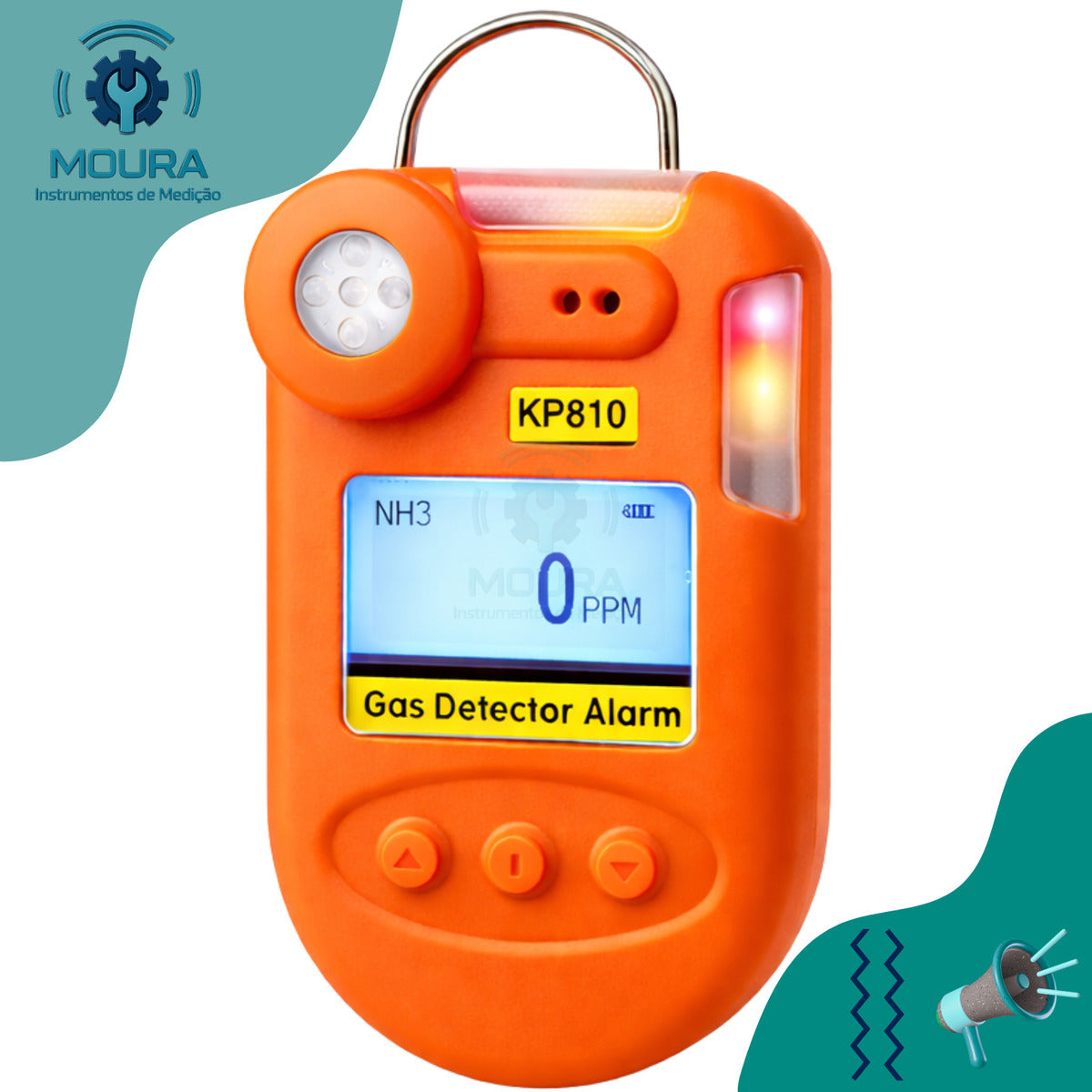Detector Medidor De Gás Nh3 Amônia 0-100ppm - Moura Instrumentos - Kp810 Laranja