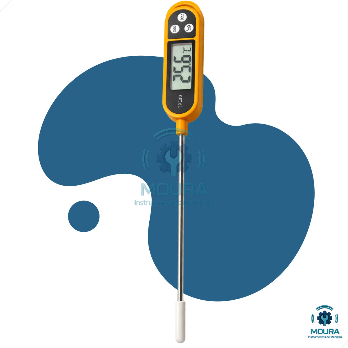 Termômetro Culinário Digital Espeto Com Certificado De Calibração - Moura Instrumentos - Tp300l - Laranja