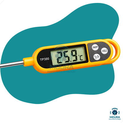 Termômetro Culinário Digital Espeto Com Certificado De Calibração - Moura Instrumentos - Tp300l - Laranja