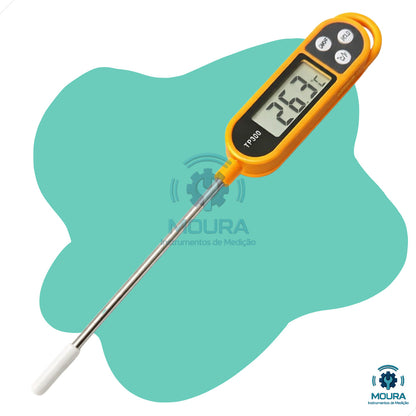 Termômetro Culinário Digital Espeto Com Certificado De Calibração - Moura Instrumentos - Tp300l - Laranja