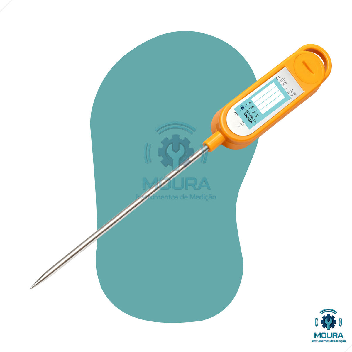 Termômetro Culinário Digital Espeto Com Certificado De Calibração - Moura Instrumentos - Tp300l - Laranja