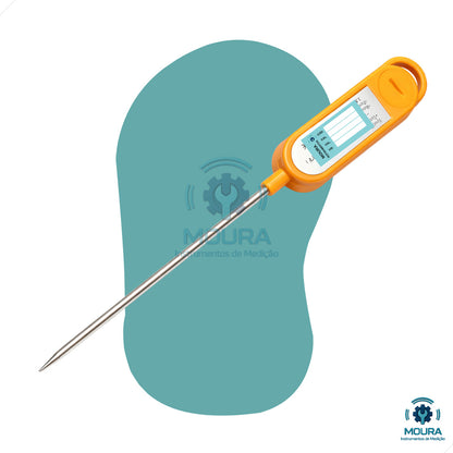 Termômetro Culinário Digital Espeto Com Certificado De Calibração - Moura Instrumentos - Tp300l - Laranja