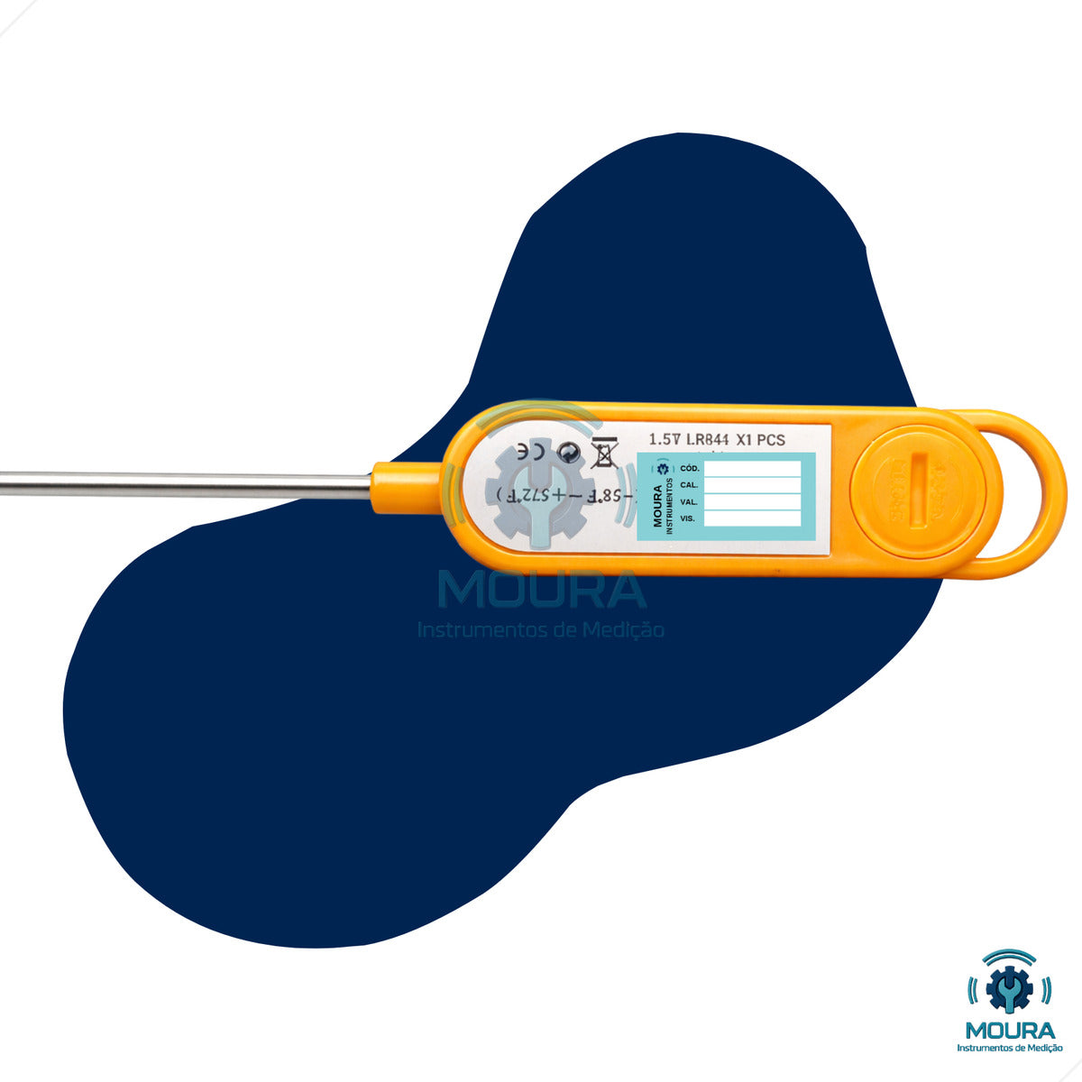 Termômetro Culinário Digital Espeto Com Certificado De Calibração - Moura Instrumentos - Tp300l - Laranja