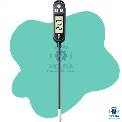Termômetro Culinário Digital Espeto + Certificado De Calibração - Moura Instrumentos - Tp300p Preto