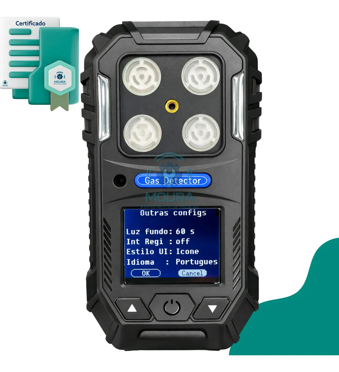 Detector De Gases 4 Em 1 Es30p + Certificado De Calibração - Moura Instrumentos - Preto 3v