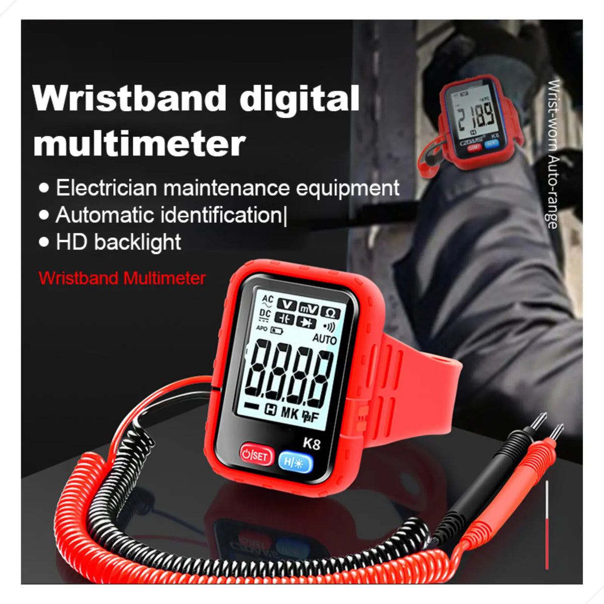 Multímetro Digital De Pulso Portátil Automático K8 Moura Br