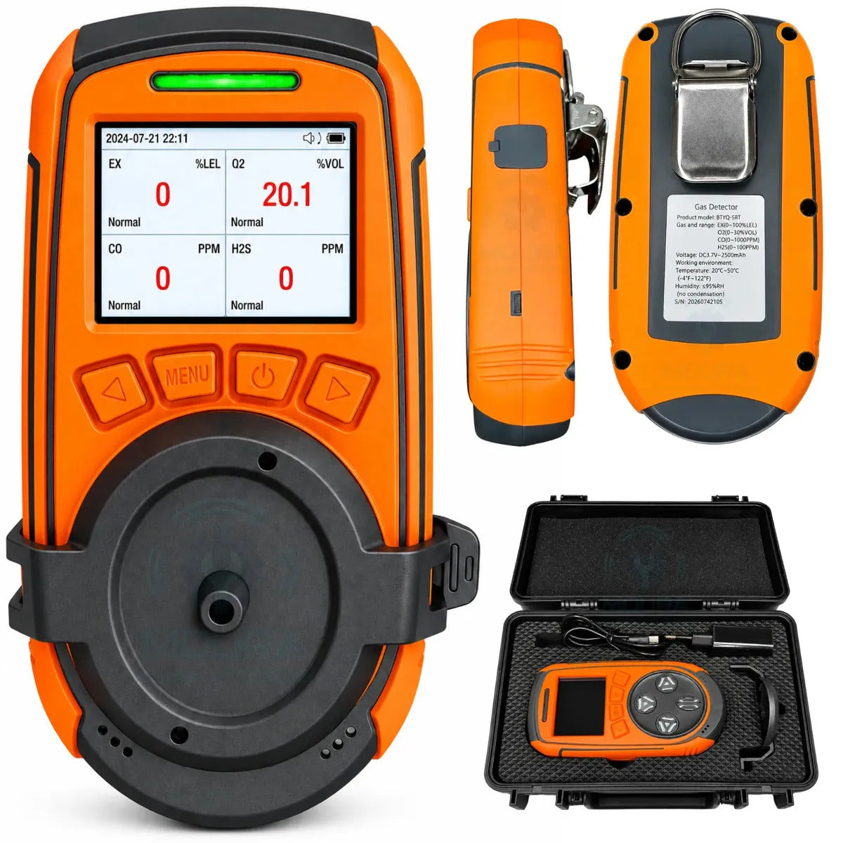 Detector De 4 Gases + Certificado Calibração Rastreável Rbc - BTYQ-Z4 - Moura Instrumentos - Preto Laranja