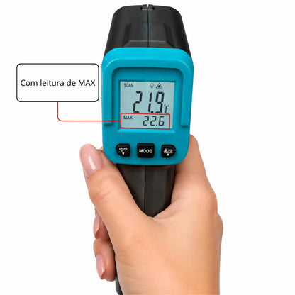Termômetro Infravermelho Digital Com Certificado De Calibração - Laser 13 Pontos - Moura Instrumentos - Mi-tiv - Emissividade Ajustável - Rastreável A Rbc