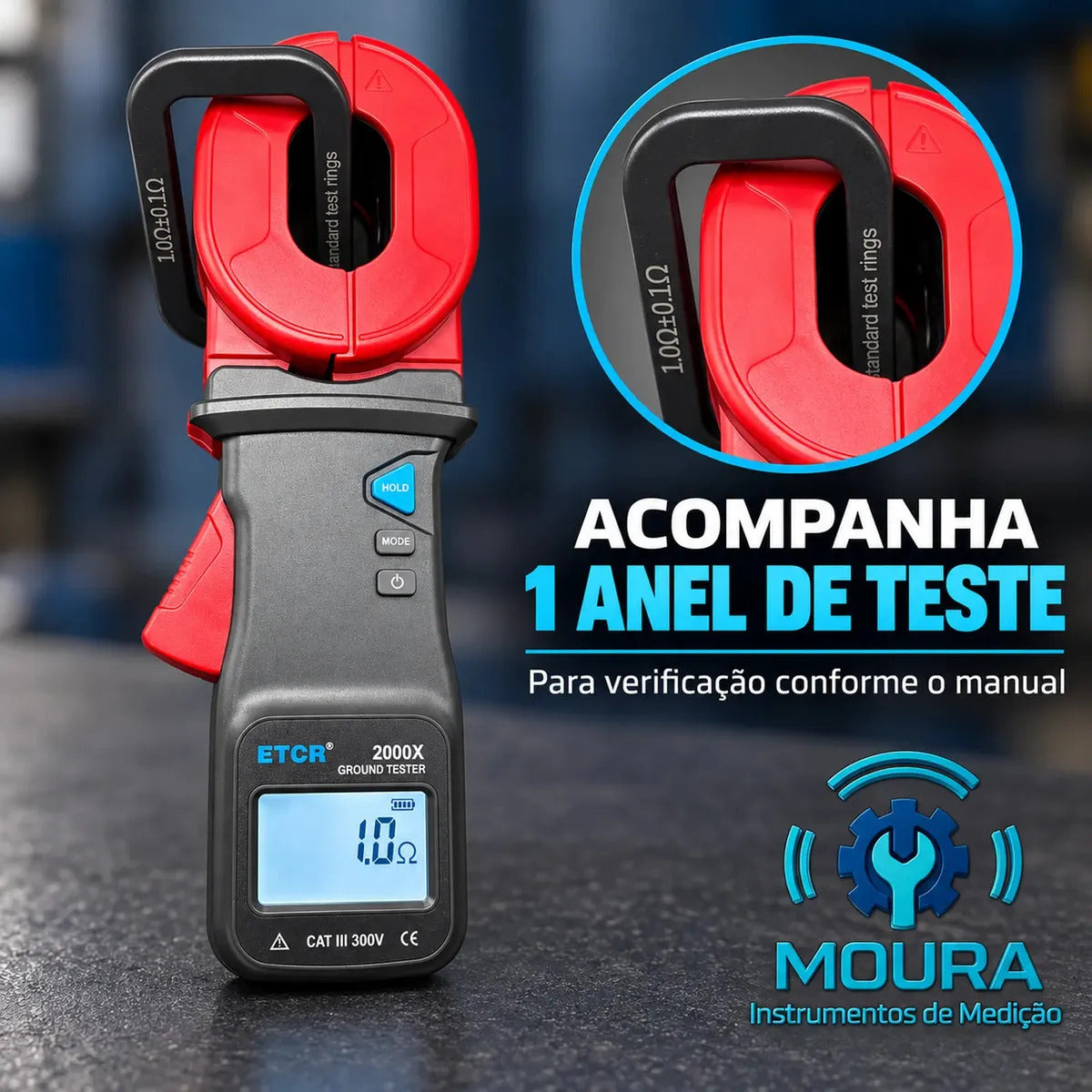 Alicate Terrômetro Digital 2000X Com Certificado de Calibração - Moura Instrumentos - Mede Sem Usar Estacas