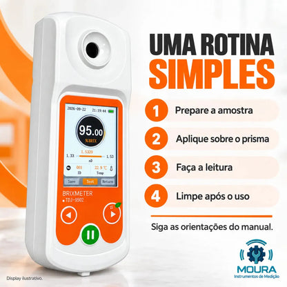 Refratômetro Digital 0-95% Brix TDJ-9502 com Certificado de Calibração